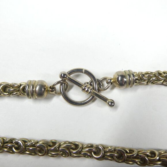 Byzantine Chain Necklace 16 Inches w/Toggle Clasp Vintage - Picture 6 of 7